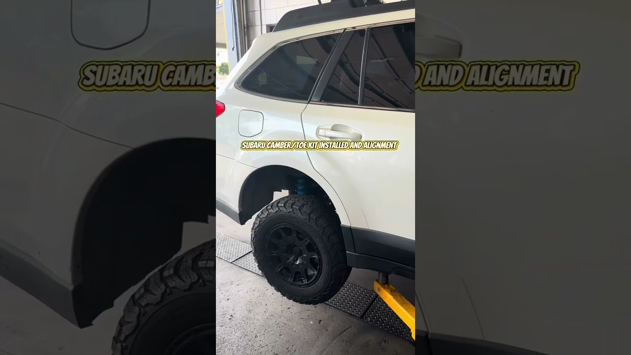 Subaru Outback camber/toe kit installed and alignment.