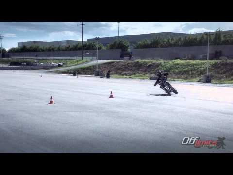 Supermoto fast driving with slides/drifts at Castelletto