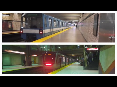 O METRO STM AZUR E MR 73 LINHA CASCA VERDE E AMARELA PARA LONGUEUIL UNIVERSITÉS DE SHERBROOKE