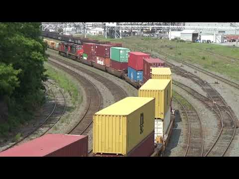 Friendly Horn Action! Local Transfer Stack Train CN 519 Entering Halifax Ocean Terminals Yard