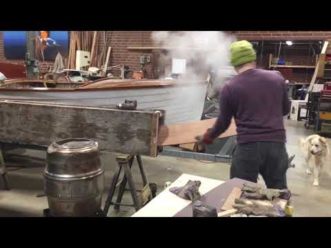 Steam bending the sheer plank