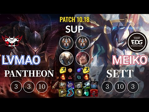 JDG LvMao Pantheon vs EDG Meiko Sett Sup - KR Patch 10.18