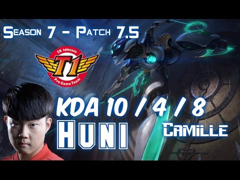 SKT T1 Huni CAMILLE vs KAYLE Top - Patch 7.5 KR Ranked