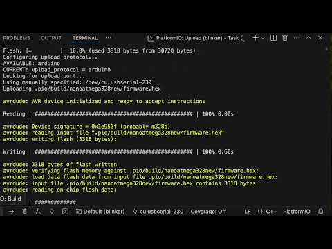 Compile and upload to an Arduino nano with PlatformIO. So fast!