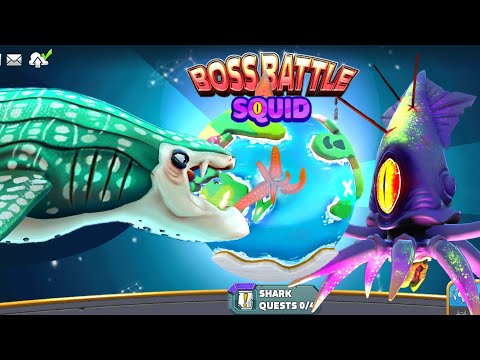 BIG WHALE SHARK VS COLOSSAL SQUID BOSS (MONSTER SEA) HUNGRY SHARK WORLD GAMEPLAY BOSS BATTLE