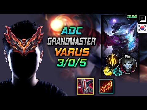 GrandMaster Adc Varus Build Immortal Shieldbow Lethal Tempo - Varus Adc vs Jhin - LOL KR 12.22
