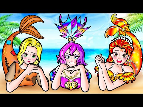 Paper Doll Dress Up - Princess Mermaid Rapunzel Competes in Ocean Beauty Challenge - Rapunzel Family