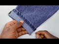 👖 How to shortening a jeans with needle/shortening jeans without sewing machine.(8)