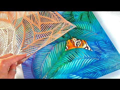 UNBELIEVABLE Pouring with a Place Mat!! Tiger Art Idea YOU Can Try! 🐯 | AB Creative