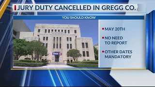 Gregg County Jury Duty cancelled on Monday