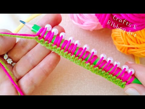 It's so Cute 🌺🌟 Superb Woolen Flower Making Trick with Pencil- Hand Embroydery Amazing Flower Design