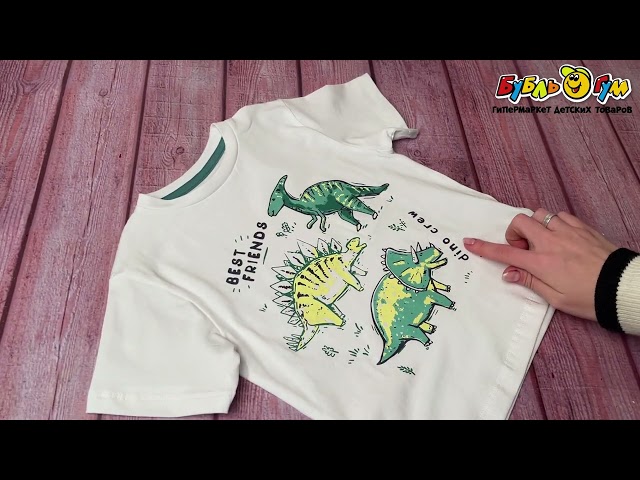 Футболка Lanson Kids принт динозавры белая - видео
