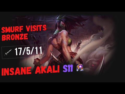 Smurf vs bronze players - Akali S11 League of legends