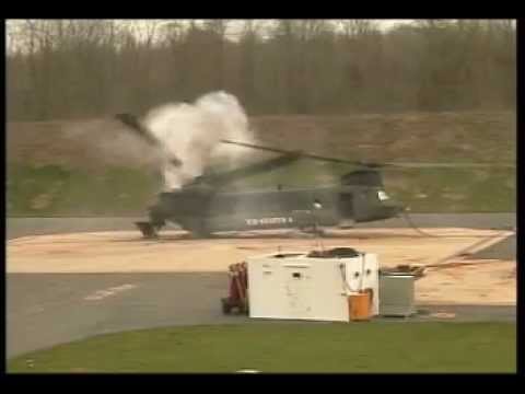 Chinook CH-47 Helicopter Ground Resonance Test and Self Destructs with Rear Tandem Rotor Breaking