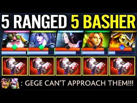 WTF 5 Ranged Skull Basher - EPIC ROSHAN Being Stun forever!! Windranger 1st Item Basher Dota 2