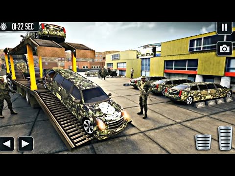 Transporting Army Quad Bike in Long Trailer Truck - Airplane Car Transporter 2023 - Android Gameplay