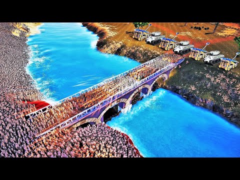 Modern & Ancient Army Defending Bridge from Zombie Horde - Ultimate Epic Battle Simulator 2 UEBS 2