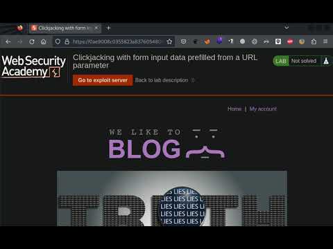 16.2 Lab: Clickjacking with form input data prefilled from a URL parameter | 2023
