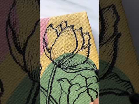 Botanical Line Art Painting Tutorial by Artist Prasun Balasubramaniam using SKYHawk Canvas #lineart
