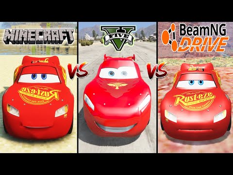 Minecraft Lightning McQueen VS GTA 5 Lightning McQueen VS BeamNG Lightning McQueen - Which is best?