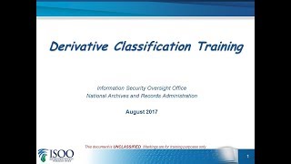 Derivative Classification Training - Revised