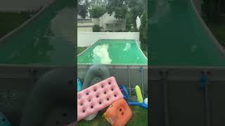 From green to almost clear with shock and algicide from Menards great price Intex pool 12x24x52