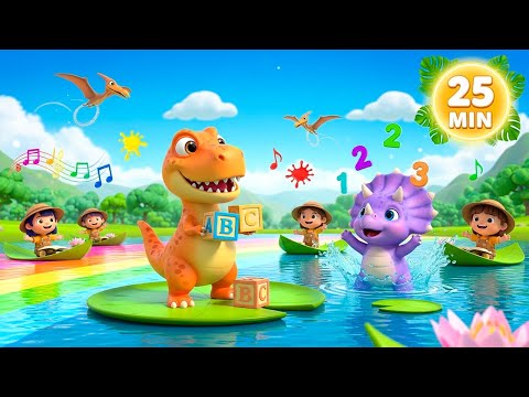 [KIDS’ FAVORITE] Dinosaur Song for Kids Compilation | Learn ABCs, Numbers & Colors with Dinosaurs!