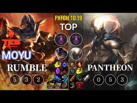 TES Moyu Rumble vs Pantheon Top - KR Patch 10.19