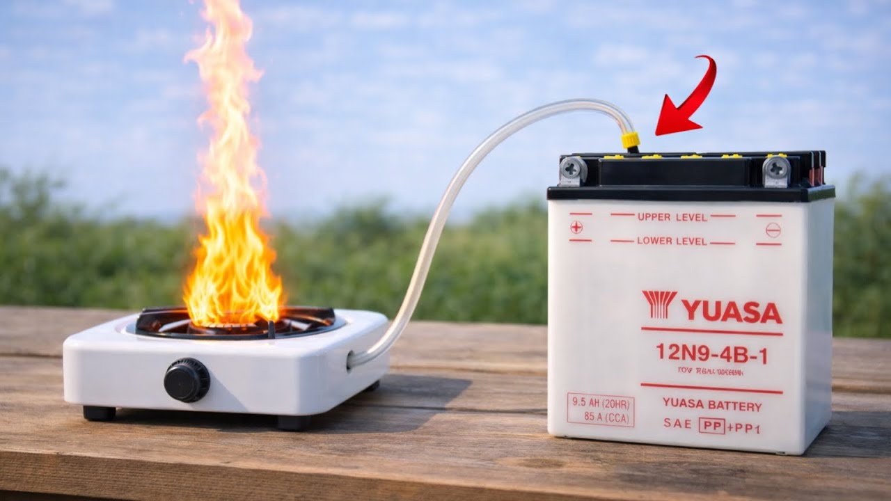 غاز مجاني لمنزلك مخفي داخل بطارية دراجة نارية قديمة, وداعا للفواتير 