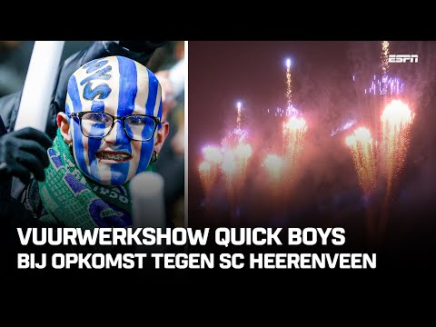 🎆 VUURWERKSHOW bij opkomst Quick Boys - sc Heerenveen 😱🔵