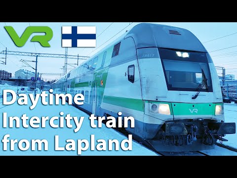 Finnish daytime Intercity train from Lapland to Tampere and Helsinki