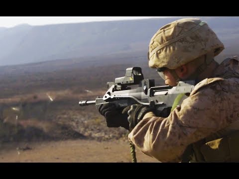 U.S. Marines test fire FAMAS French Bullpup Rifles in full auto