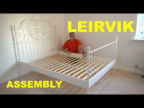 IKEA Leirvik white metal bed frame standard double - Image 2