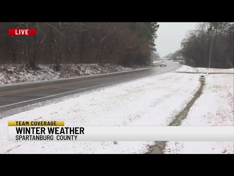 Snow causes slippery road conditions in Spartanburg Co.