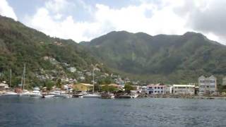 preview picture of video 'St. Lucia - view of Soufriere's port. Pirate sail along western coast, Part 3'