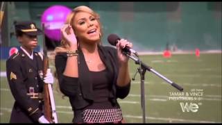 Tamar Braxton sings The National Anthem