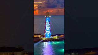MSC Cruise Line’s private island has a nightly light show on its lighthouse! #cruise #travel