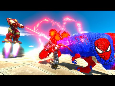 DINOSAURS ARBS vs MARVEL SUPER HERO  - Animal Revolt Battle Simulator