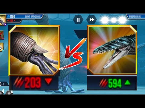 GIANT ORTHOCONE VS MOSASAURUS - NO VIP NO HACK - JURASSIC WORLD THE GAME #11