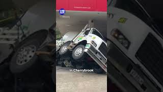 Concrete truck topples over | 9 News Australia