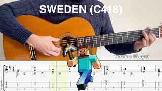 Minecraft - Sweden (C418) - Fingerstyle Tutorial with TAB