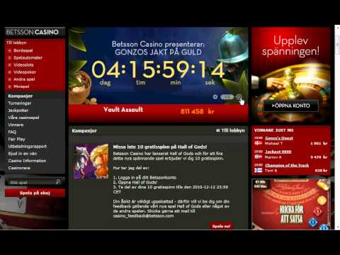 Hall of Gods Slot 10 free spins at betsson casino