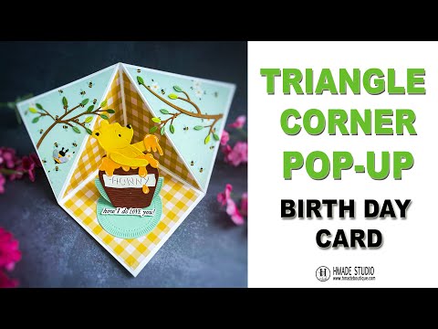 Triangle Corner Pop Up Card- Say Cheese Classic Pooh