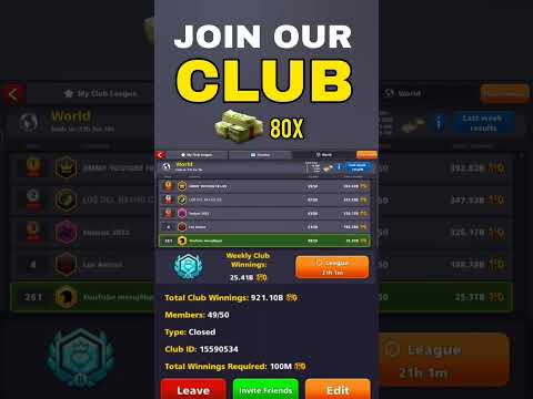 8Ball Pool - Join Our Club Free 80x Cash Every Week 😎 #8ballpool #gaming