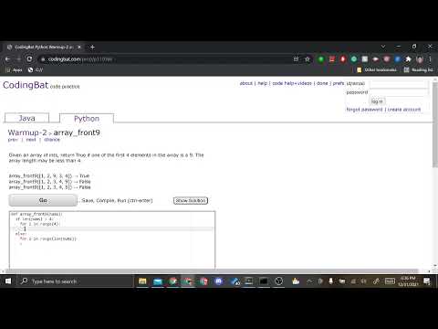Coding Bat Problem 19 Array Front 9