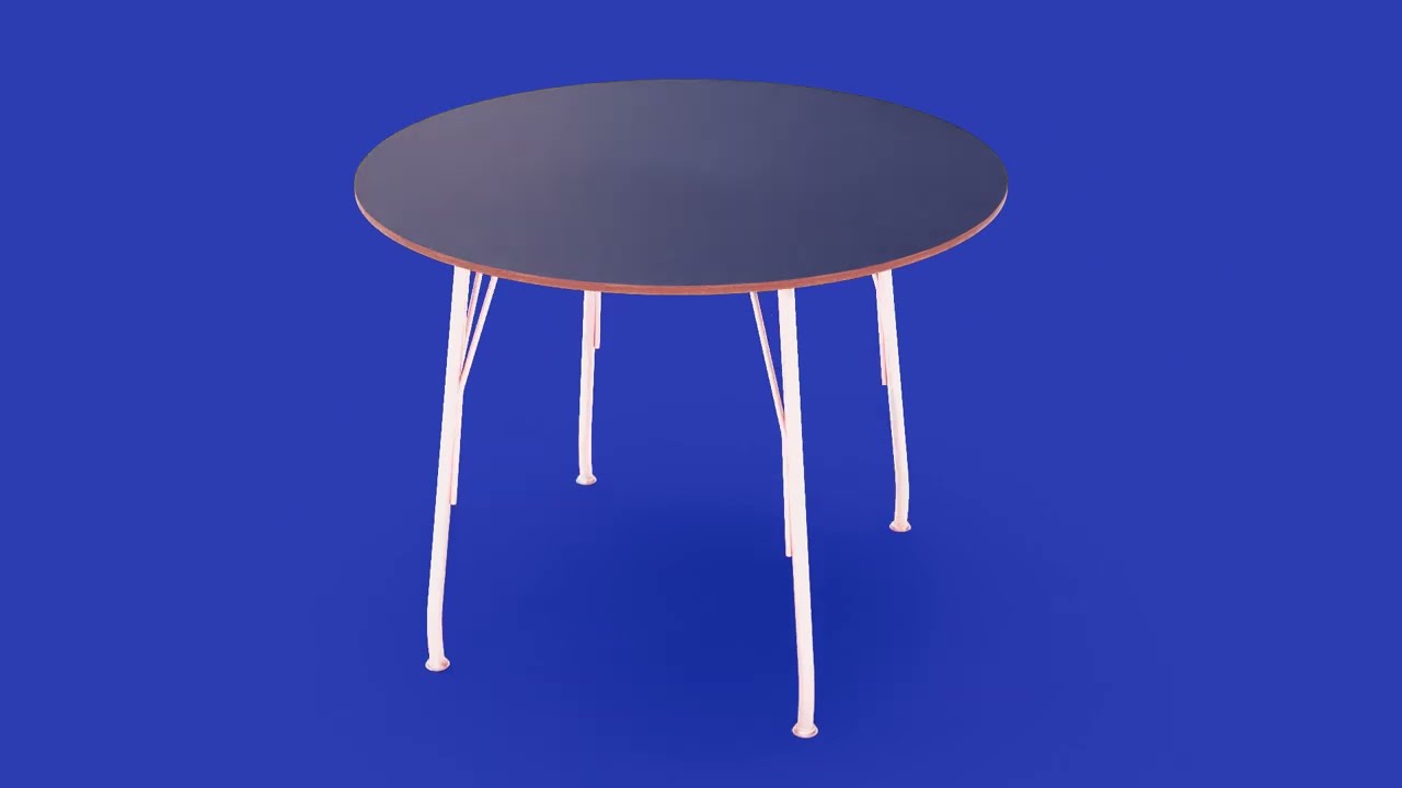 Modern Round Table 3D Model Sleek Metal Legs Wooden Top 3D model