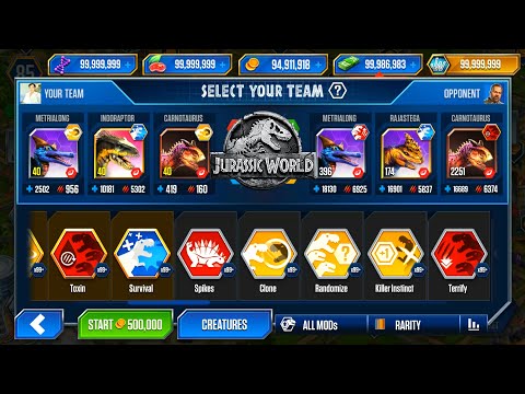 INDORAPTOR 40 vs CARNOTAURUS 2251 - SUPER MODs - JURASSIC WORLD THE GAME
