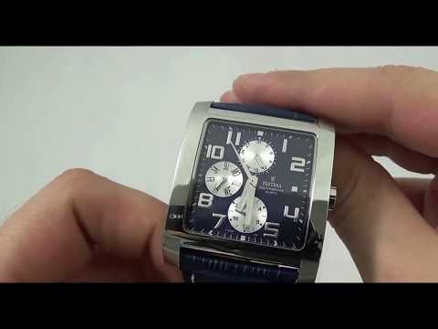 Festina Herrenuhr F16235 4 Multifunction eckige Business Uhr aus Edelstahl und Leder