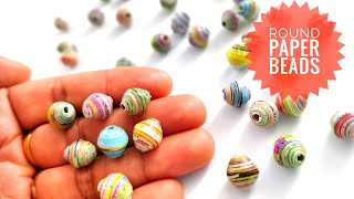 How to make Round paper beads | Handmade paper beads using magazine papers| Best out of Waste
