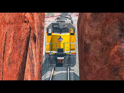 Trains vs Canyon Railroad – BeamNGDrive